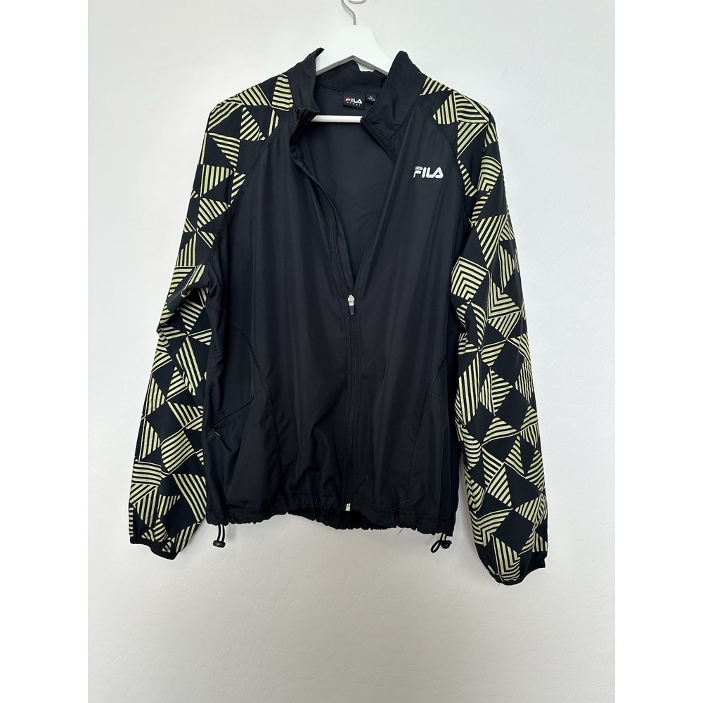 Fila Sport Running Performance Track Windbreaker Jacket Womens Size XL Black